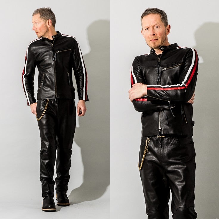 Liugoo Leathers 本革 メッシュレザー 2ラインシングルライダース