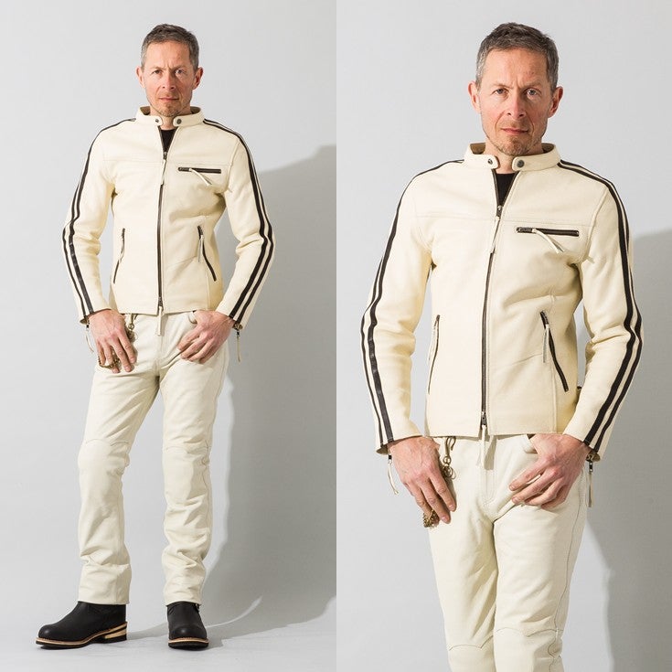 Liugoo Leathers 本革 メッシュレザー 2ラインシングルライダース