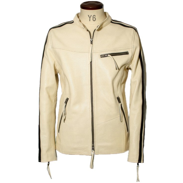 Liugoo Leathers 本革 メッシュレザー 2ラインシングルライダース