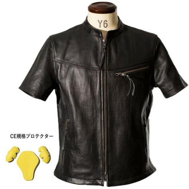 Liugoo Leathers 本革 メッシュレザーTシャツ メンズ リューグー