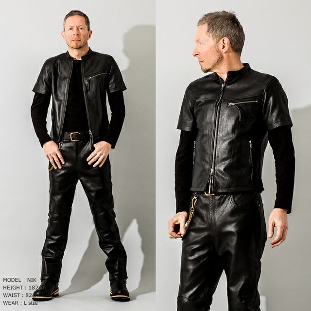 Liugoo Leathers 本革 メッシュレザーTシャツ メンズ リューグー