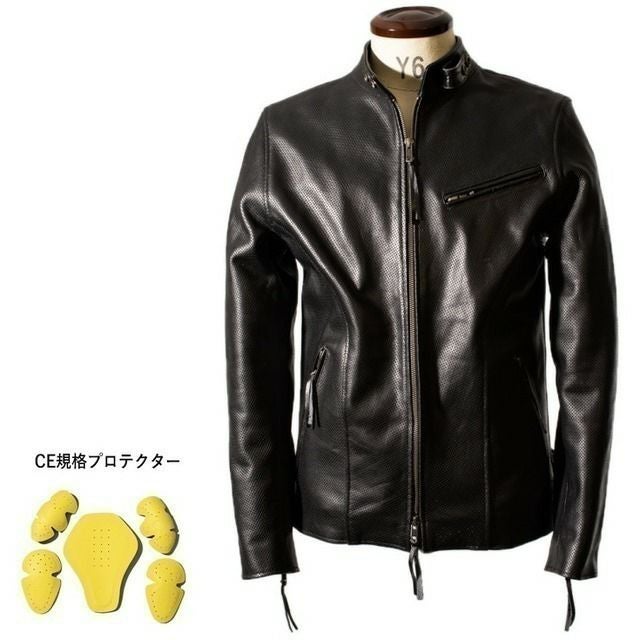 Liugoo Leathers 本革 メッシュレザー シングルライダースジャケット