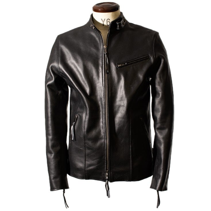 Liugoo Leathers 本革 メッシュレザー シングルライダースジャケット