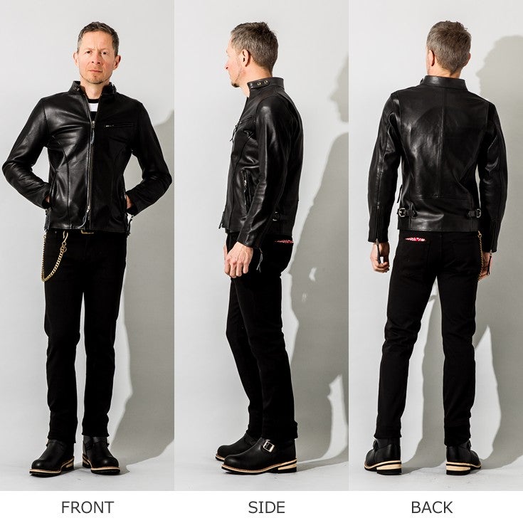Liugoo Leathers 本革 メッシュレザー シングルライダースジャケット