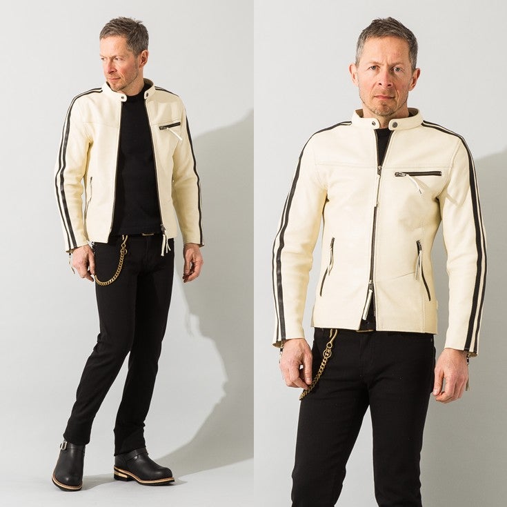 Liugoo Leathers 本革 メッシュレザー 2ラインシングルライダース 