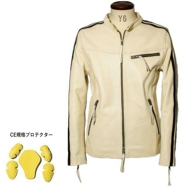 Liugoo Leathers 本革 メッシュレザー 2ラインシングルライダース