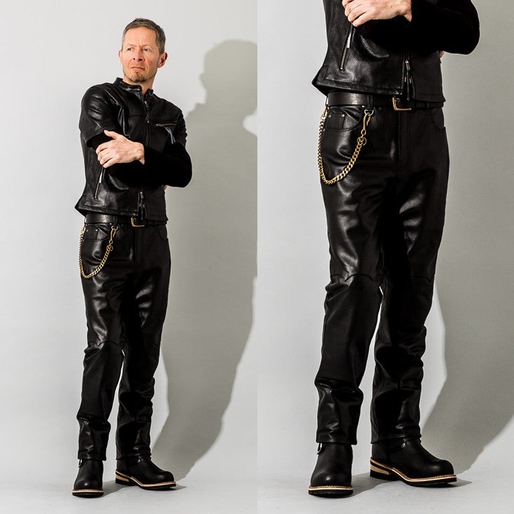 Liugoo Leathers 本革 メッシュレザーパンツ レギュラーフィット