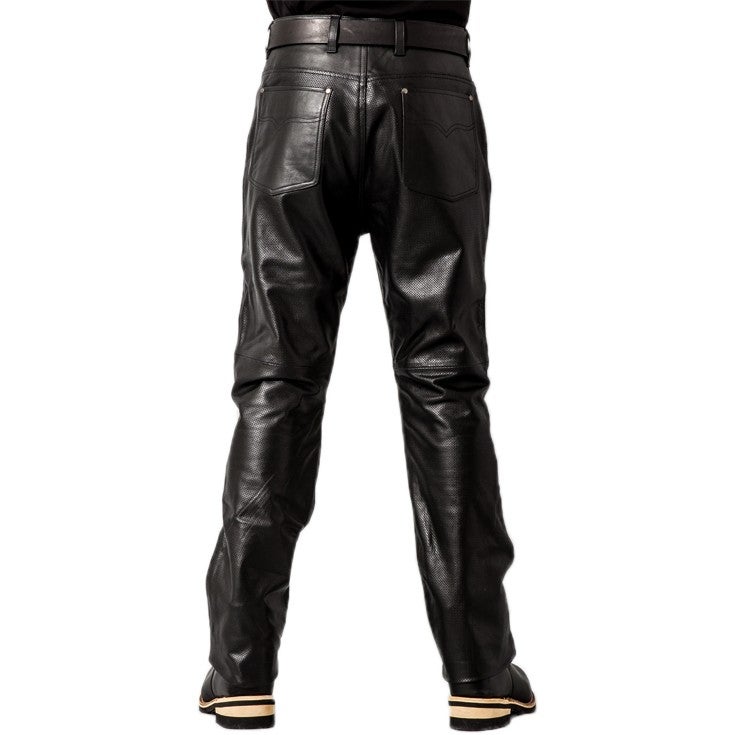 Liugoo Leathers 本革 メッシュレザーパンツ レギュラーフィット 