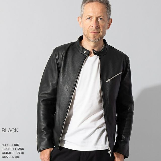 Lugger Leather ブラックレザーシングルライダース LIUGOO 本革 シングルライダース メンズ リューグー SRS23A レザー