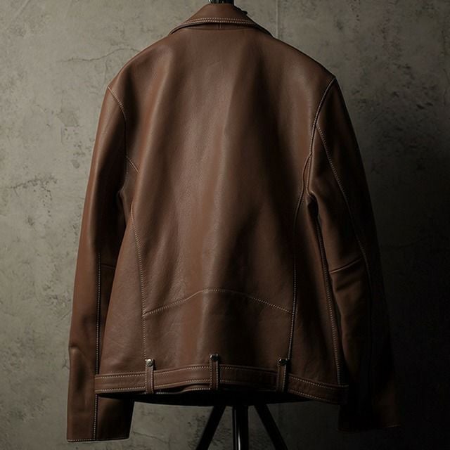 Vallemont ダークブラウン レザージャケット VALLET 本革 ダブルライダースジャケット メンズ ヴァレット