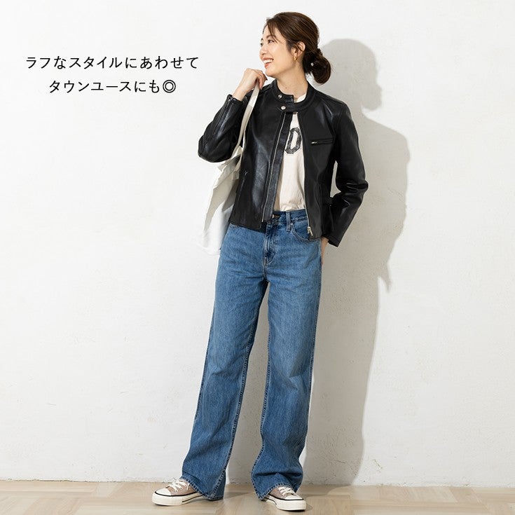 LIUGOO 本革 シングルライダース レディース リューグー SRS06LA 本革 