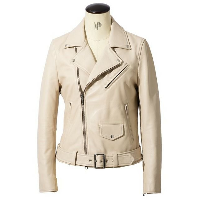 LIUGOO 本革 ウェストベルト付ダブルライダース レディース リューグー