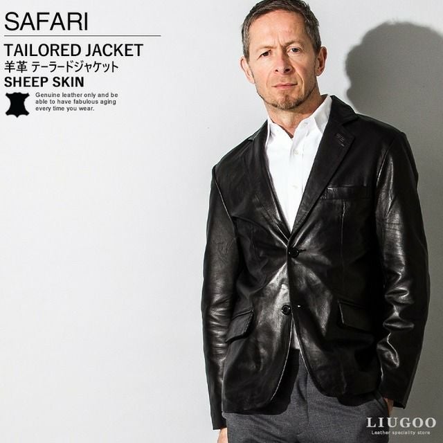 Safari HOMME ラムレザー テーラードジャケット archive 良品サファリオムSAFARI HOMME レザー テーラードジャケットLLレザー
