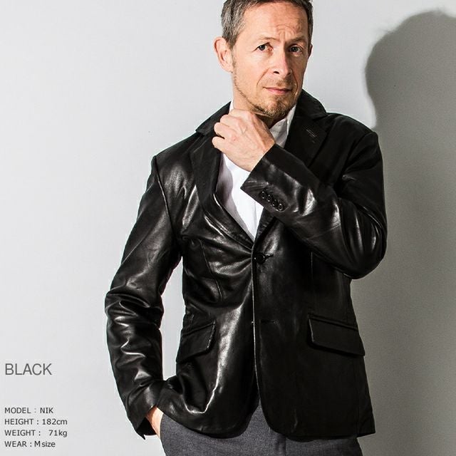 Safari HOMME ラムレザー テーラードジャケット archive 良品サファリオムSAFARI HOMME レザー テーラードジャケットLLレザー