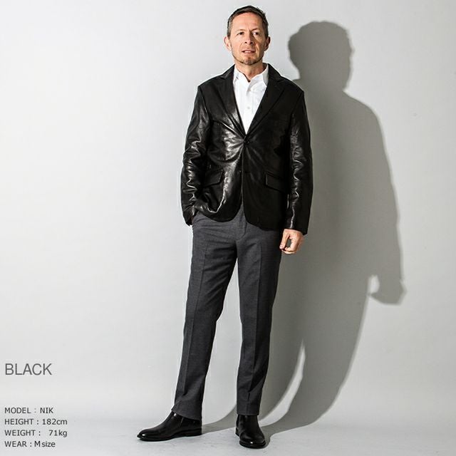 美品　safari HOMME　羊革　オールレザーテーラードジャケット　Lサイズ Safari 本革 テーラードジャケット メンズ サファリ SF02 レザー