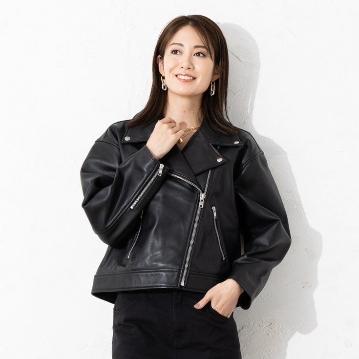 LIUGOO 本革 オーバーサイズダブルライダース レディース リューグー 