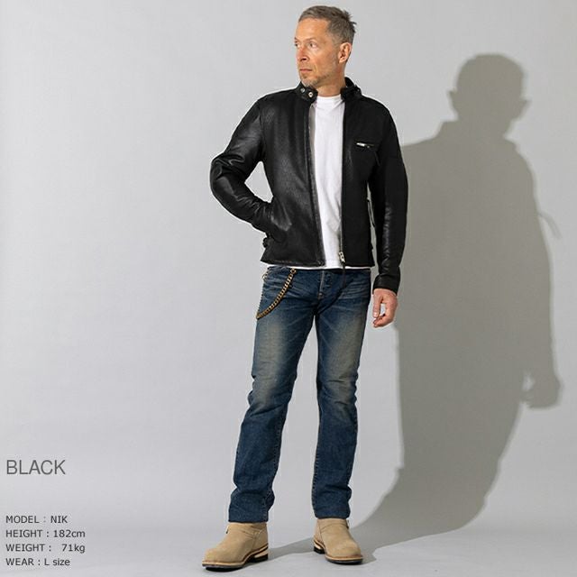 Liugoo Leathers 本革 メッシュレザーシングルライダース メンズ