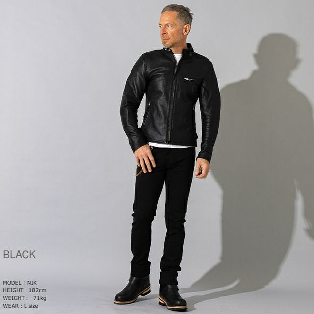 Liugoo Leathers 本革 メッシュレザーシングルライダース メンズ