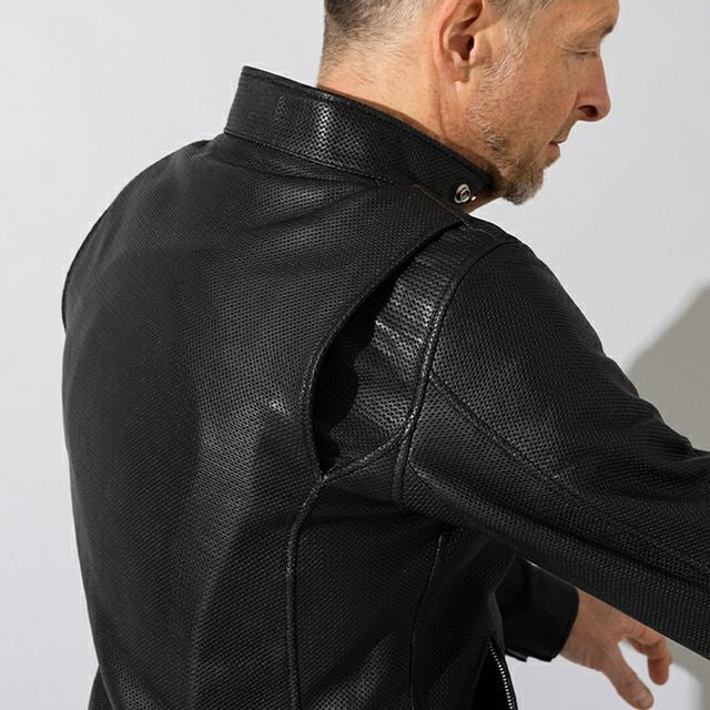 Liugoo Leathers 本革 メッシュレザーシングルライダース メンズ