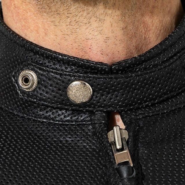 Liugoo Leathers 本革 メッシュレザーシングルライダース メンズ