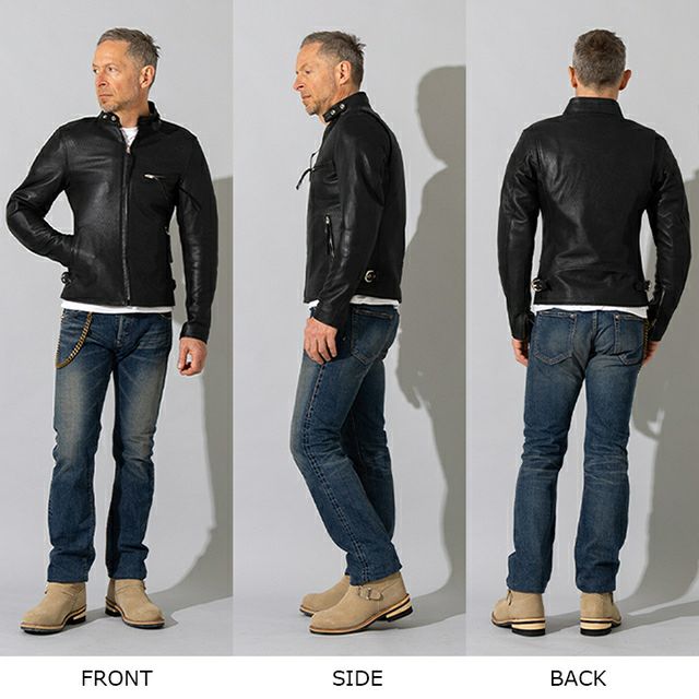 Liugoo Leathers 本革 メッシュレザーシングルライダース メンズ