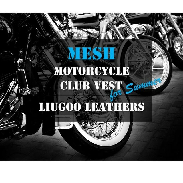 Liugoo Leathers 本革 メッシュレザーバイカーベスト メンズ