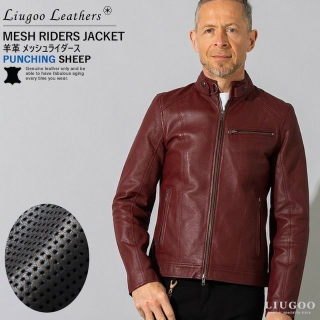 Liugoo Leathers メッシュレザ－シングルライダースジャケット 楽天市場】Liugoo Leathers 本革 メッシュレザーTシャツ メンズ