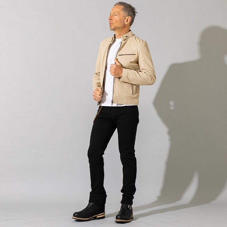 Liugoo Leathers 本革 メッシュレザー シングルライダースジャケット 