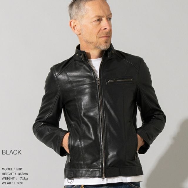 ◆Liugoo Leathers/リューグー レザー ◆ Liugoo Leathers 本革 メッシュレザー シングルライダースジャケット