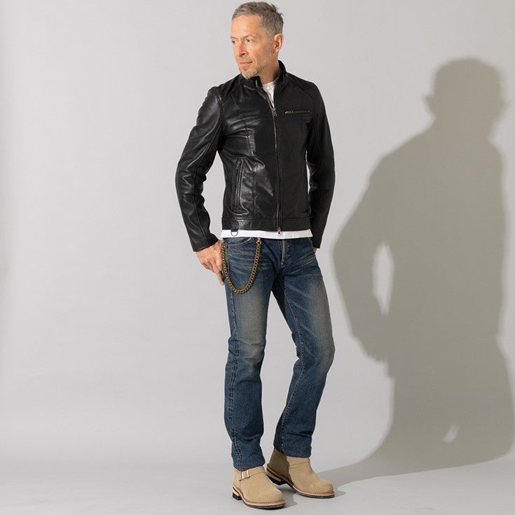 Liugoo Leathers 本革 メッシュレザー シングルライダースジャケット