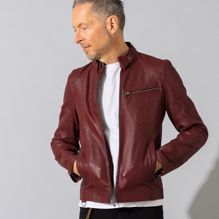 Liugoo Leathers 本革 メッシュレザー シングルライダースジャケット