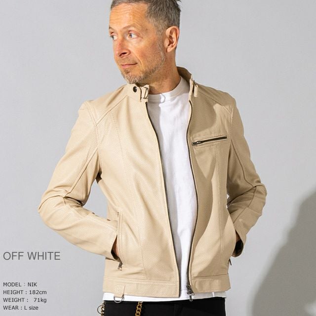 Liugoo Leathers 本革 メッシュレザー シングルライダースジャケット