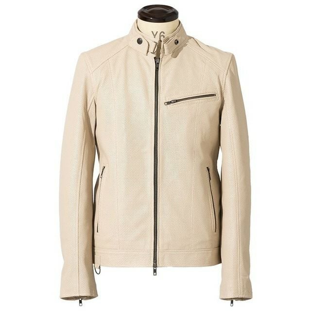 Liugoo Leathers 本革 メッシュレザー シングルライダースジャケット