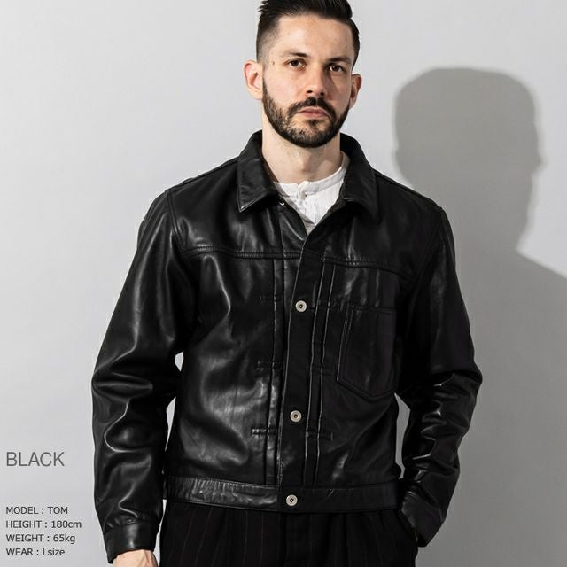 大人気商品 本革 新品 ジージャン gジャン レザージャケット メンズ ブラック レザージャケット メンズ 馬革 Gジャンタイプ 本革 ブラック M/L/LL/3L