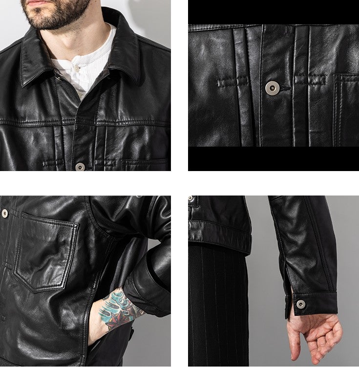 K*様 牛革 インディゴ Gジャン レザージャケット 【２XL】 Liugoo Leathers 本革 レザージージャン メンズ リューグーレザーズ