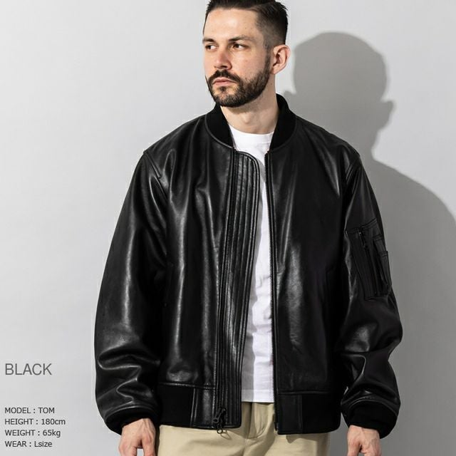 Liugoo Leathers 本革 MA-1フライトジャケット メンズ リューグー