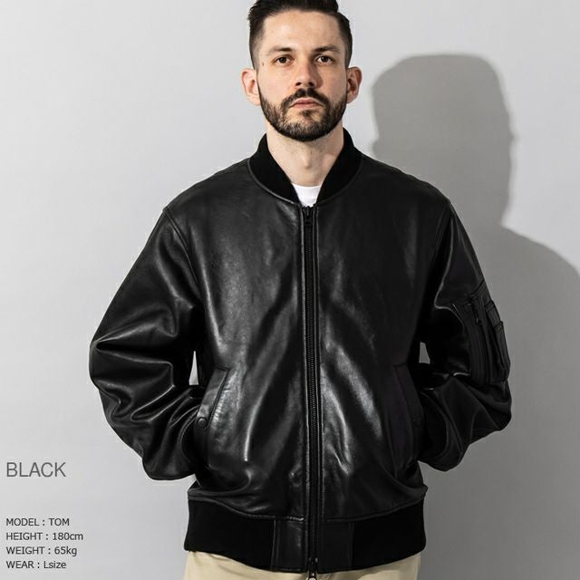 Liugoo Leathers 本革 MA-1フライトジャケット メンズ リューグー