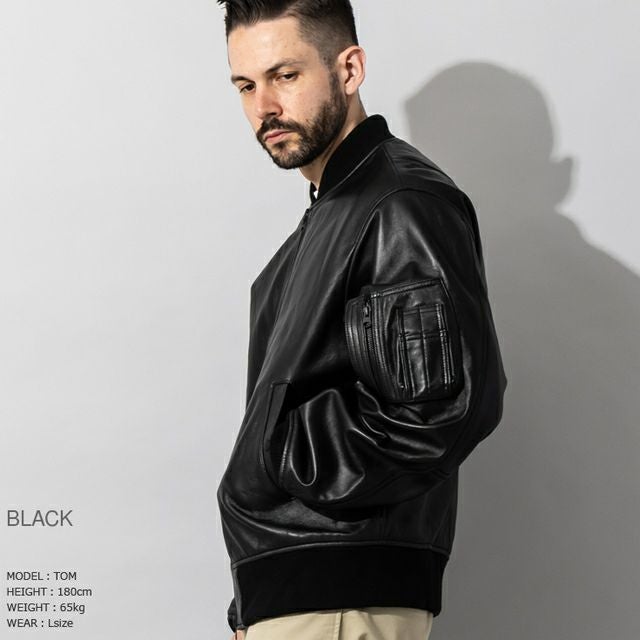 Liugoo Leathers 本革 MA-1フライトジャケット メンズ リューグー