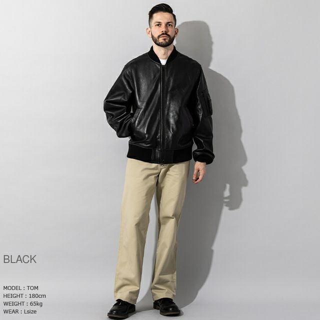 Liugoo Leathers 本革 MA-1フライトジャケット メンズ リューグー