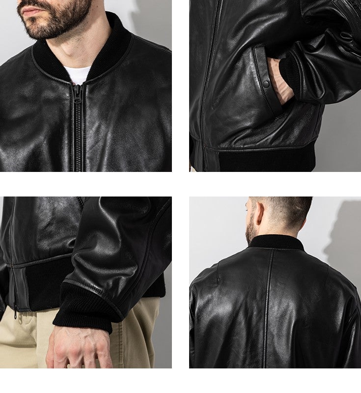 Liugoo Leathers 本革 MA-1フライトジャケット メンズ リューグー 