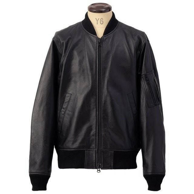 美品■リューグーレザーズ　レザージャケット　MA-1 羊革　ブラック　LL Liugoo Leathers 本革 MA-1フライトジャケット メンズ リューグー