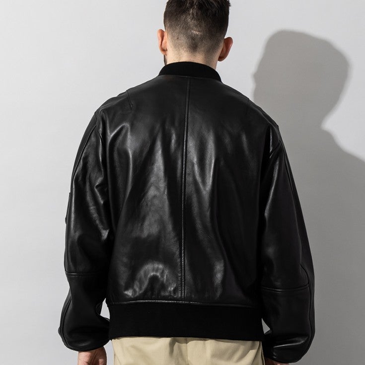 【Liugoo Leathers】羊革 MA-1 フライトジャケット（メンズM） Liugoo Leathers 本革 MA-1フライトジャケット メンズ リューグー