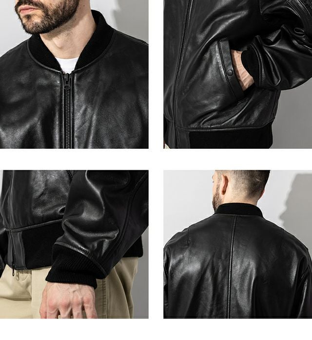 Liugoo Leathers 本革 MA-1フライトジャケット メンズ リューグー
