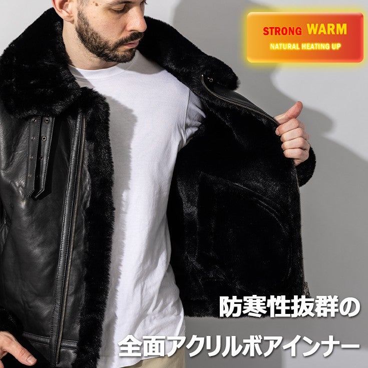 Liugoo Leathers 本革 B-3フライトジャケット メンズ リューグー