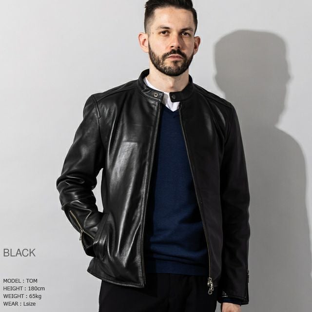 LIUGOO 本革 シングルライダース メンズ リューグー SRS17A ライダース