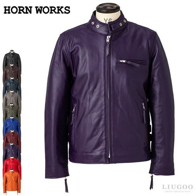 Horn Works 本革 UKタイプ ダブルライダースジャケット メンズ ホーン