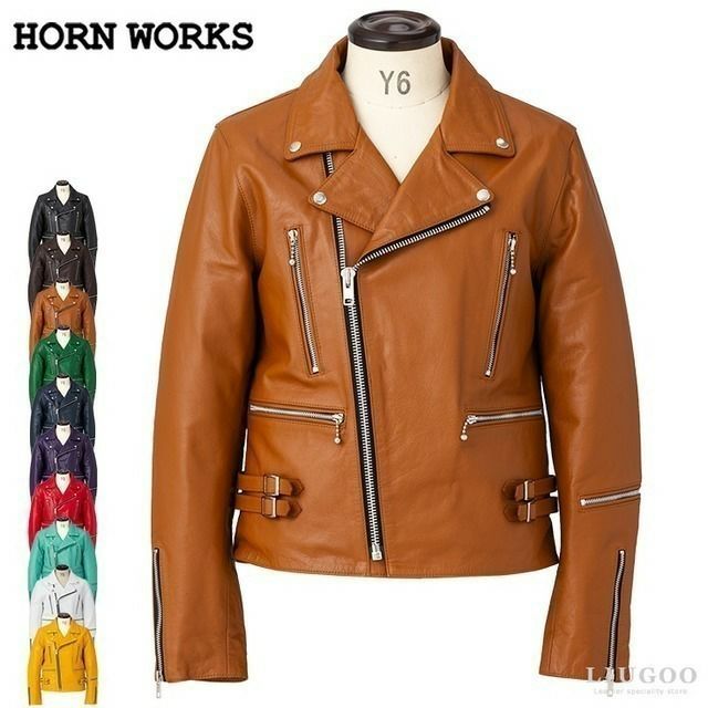 Horn Works 本革 UKタイプ ダブルライダースジャケット メンズ ホーン
