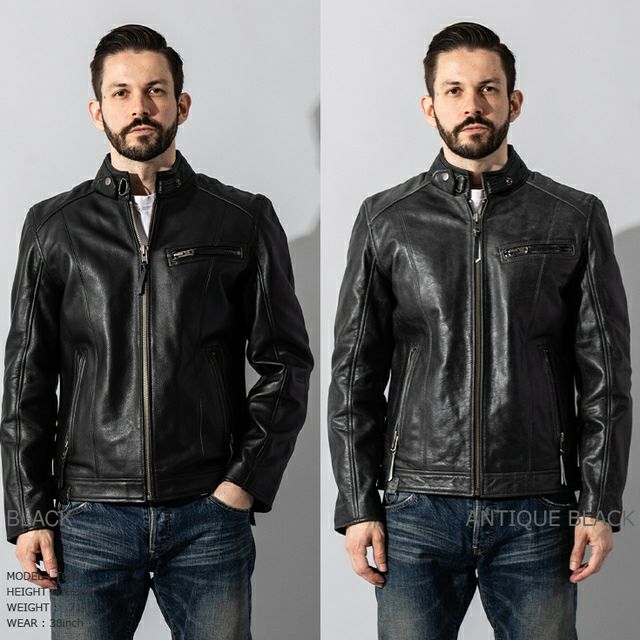 Liugoo Leathers 本革 シングルライダースジャケット メンズ