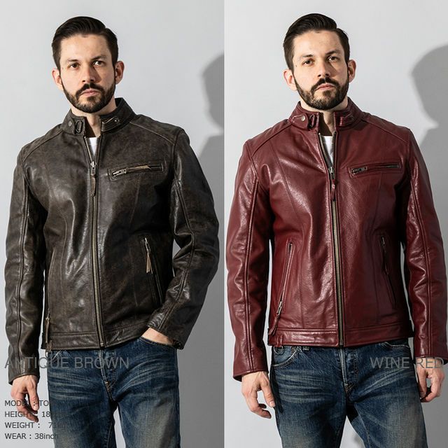 Liugoo Leathers 本革 シングルライダースジャケット メンズ