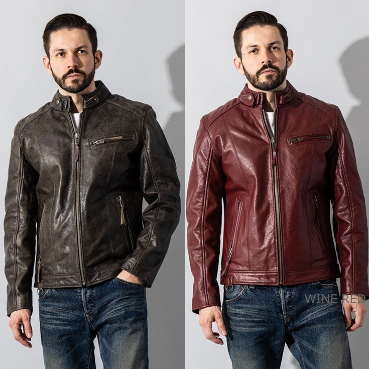 Liugoo Leathers 本革 シングルライダースジャケット メンズ 
